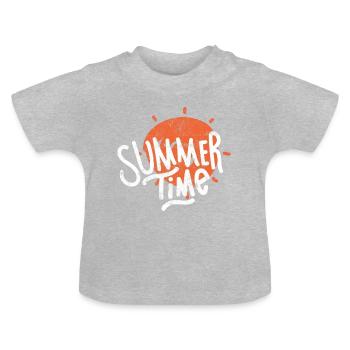 Sommerzeit Sommer Travel - Baby Bio-T-Shirt mit Rundhals - Grau meliert - Vorne