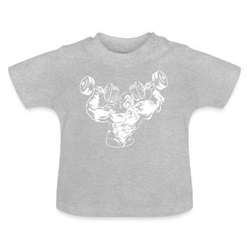 Gorille workout beast gym - T-shirt bio col rond Bébé - gris chiné - Devant