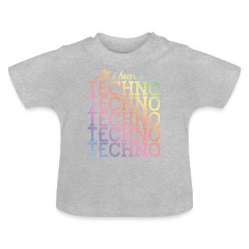 techno hear music bunt - Baby Bio-T-Shirt mit Rundhals - Grau meliert - Vorne