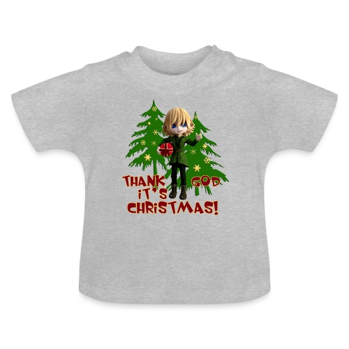 Weihnachtself Thank God it´s Christmas! - Baby Bio-T-Shirt mit Rundhals