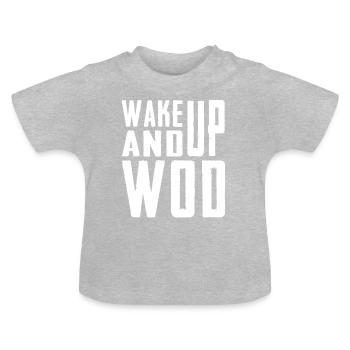 Wake Up And WOD - Baby Organic T-Shirt with Round Neck - heather grey - Front