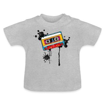 Mixtape Musik Tape Kassette 80er 90er Retro Grunge - Baby Bio-T-Shirt mit Rundhals - Grau meliert - Vorne