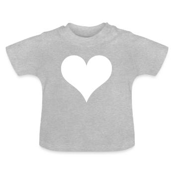 Herz Weiß - Baby Bio-T-Shirt mit Rundhals - Grau meliert - Vorne