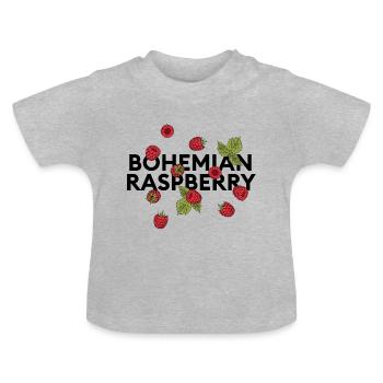 Déclaration « bohemian raspberry » avec framboises - T-shirt bio col rond Bébé - gris chiné - Devant