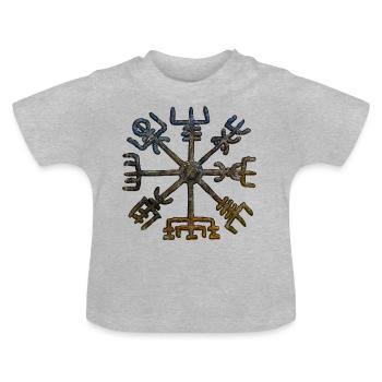 Vegvisir Wikinger Kompass Rune Nordisch Odin Thor - Baby Bio-T-Shirt mit Rundhals - Grau meliert - Vorne