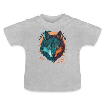 Erstaunliches Design eines Wolfes - Baby Bio-T-Shirt mit Rundhals - Grau meliert - Vorne