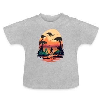 Alien in Alien World - Baby Organic T-Shirt with Round Neck - heather grey - Front