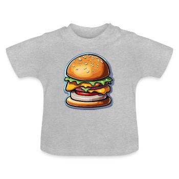 Burgers / Restauration rapide / Nourriture / Petits pains / Boeuf - T-shirt bio col rond Bébé - gris chiné - Devant