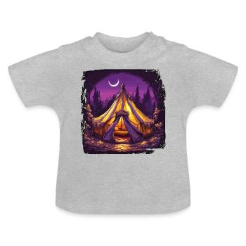 Wald / Wild / Zelt / Wildnis / Bäume / Life - Baby Bio-T-Shirt mit Rundhals - Grau meliert - Vorne