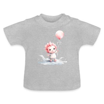 Tierbabys Traumland Ballon Axolotl - Baby Bio-T-Shirt mit Rundhals - Grau meliert - Vorne