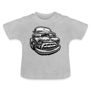 Voiture / Véhicule / Voiture de tourisme / Mobile / Ancienne / Conduite - T-shirt bio col rond Bébé - gris chiné - Devant