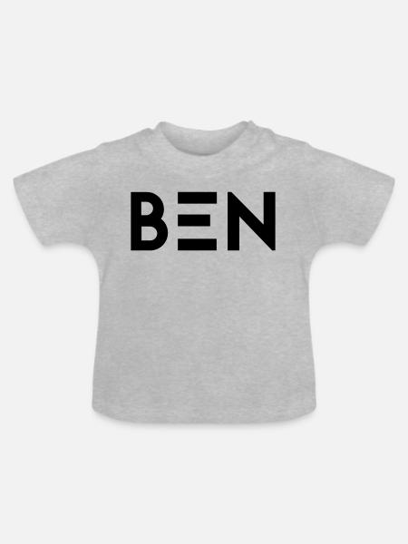 Vorname Ben - Baby Bio-T-Shirt mit Rundhals - Grau meliert