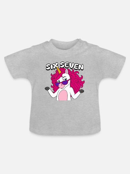 Six Seven Unicorn - Baby Bio-T-Shirt mit Rundhals - Grau meliert
