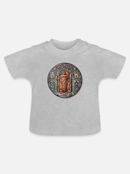Döner Mosaik - Baby Bio-T-Shirt mit Rundhals - Grau meliert