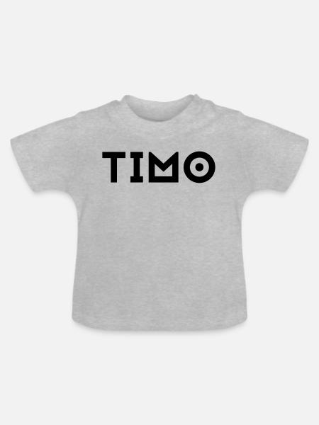 Vorname Timo - Baby Bio-T-Shirt mit Rundhals - Grau meliert