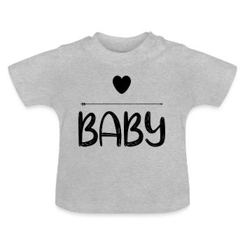 Baby Herz Pfeil - Baby Bio-T-Shirt mit Rundhals - Grau meliert - Vorne