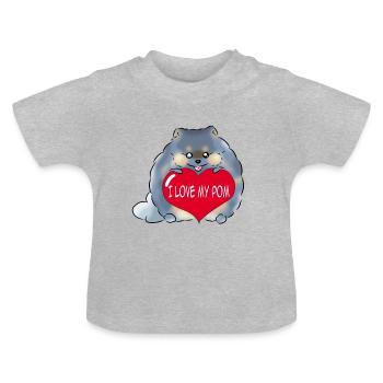 I love my Pom Merle - Baby Organic T-Shirt with Round Neck - heather grey - Front