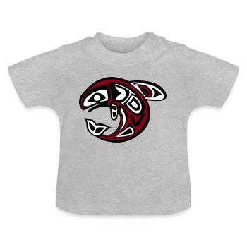 Totem baleine - T-shirt bio col rond Bébé - gris chiné - Devant