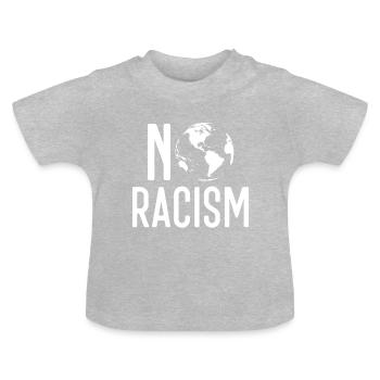 No racism, no racism - Baby Organic T-Shirt with Round Neck - heather grey - Front