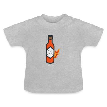 Chilli-Soße - Baby Bio-T-Shirt mit Rundhals - Grau meliert - Vorne