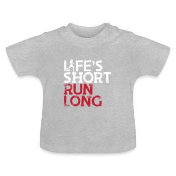 Kurzer Lauf des Lebens Langer weiblicher Läufer - Baby Bio-T-Shirt mit Rundhals - Grau meliert - Vorne