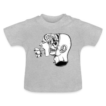 Geteilter schreiender Kopf - Baby Bio-T-Shirt mit Rundhals - Grau meliert - Vorne
