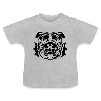 bulldog head dog - Baby Organic T-Shirt with Round Neck - heather grey - Front