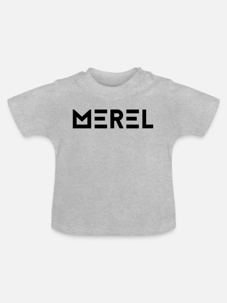 Vorname Merel - Baby Bio-T-Shirt mit Rundhals - Grau meliert