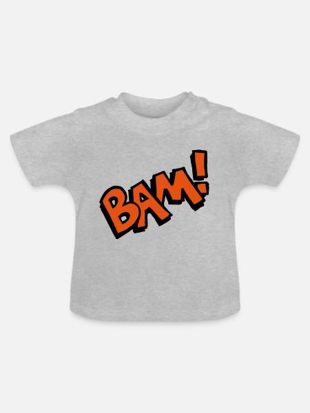 Bam! Comic Speech Bubble Funny font gift - Baby Organic T-Shirt with Round Neck - heather grey