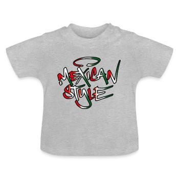 Style mexicain - T-shirt bio col rond Bébé - gris chiné - Devant