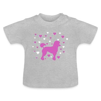 caniche - T-shirt bio col rond Bébé - gris chiné - Devant