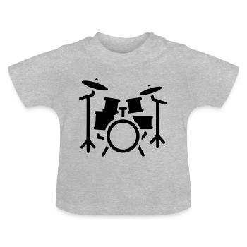 Batterie - Baby Bio-T-Shirt mit Rundhals - Grau meliert - Vorne