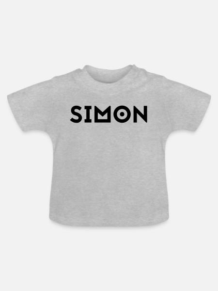 Vorname Simon - Baby Bio-T-Shirt mit Rundhals - Grau meliert