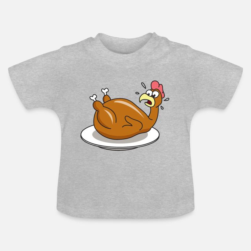 Poulet rôti cuisson - T-shirt bio col rond Bébé - gris chiné