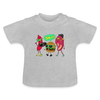 Join us for a barbecue party - Baby Organic T-Shirt with Round Neck - heather grey - Front