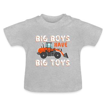 Excavator construction site guys Excavator Excavator driver - Baby Organic T-Shirt with Round Neck - heather grey - Front