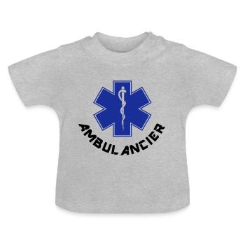 ambulancier logo - T-shirt bio col rond Bébé - gris chiné - Devant