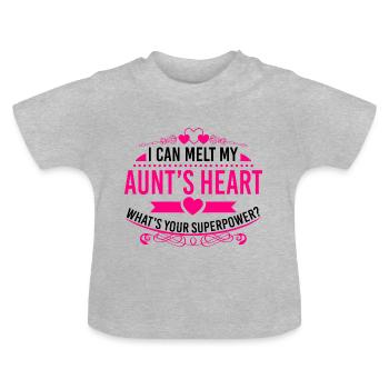 faire fondre le cœur tante - Quelle est votre super pouvoir? - T-shirt bio col rond Bébé - gris chiné - Devant