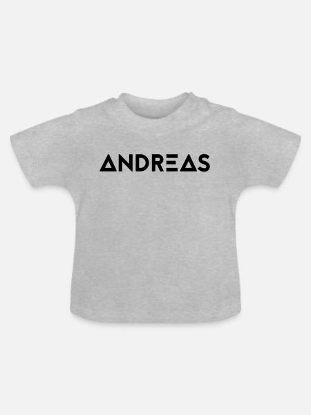 Vorname Andreas - Baby Bio-T-Shirt mit Rundhals - Grau meliert
