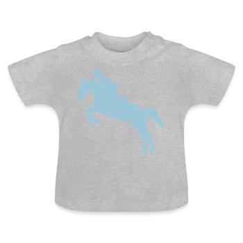 Springpferd 3 Hindernis Pferdespringen - Baby Bio-T-Shirt mit Rundhals - Grau meliert - Vorne