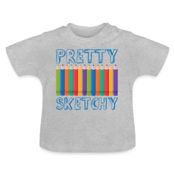 Funny Artist Pretty Sketchy - Baby Bio-T-Shirt mit Rundhals - Grau meliert - Vorne