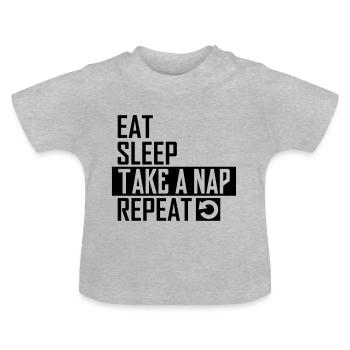 take a nap - Baby Bio-T-Shirt mit Rundhals - Grau meliert - Vorne