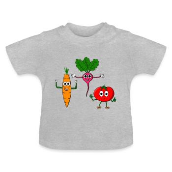 Légumes - trois légumes cool - T-shirt bio col rond Bébé - gris chiné - Devant