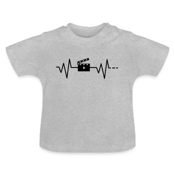 Heartbeat Filmflap / Movie / Cinema / Cinema / Film - Baby Organic T-Shirt with Round Neck - heather grey - Front
