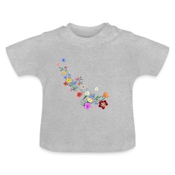 fleurs d'été - T-shirt bio col rond Bébé - gris chiné - Devant