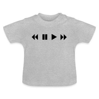 Play Pause Shuffle FFWD Rewind Musik Shirt - Baby Bio-T-Shirt mit Rundhals - Grau meliert - Vorne