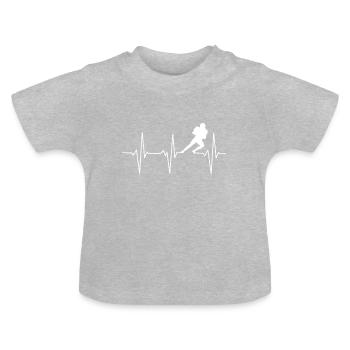 Heartbeat American Football Superbowl - Baby Bio-T-Shirt mit Rundhals - Grau meliert - Vorne