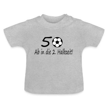 50. Geburtstag Fußball Shirt - Baby Bio-T-Shirt mit Rundhals - Grau meliert - Vorne