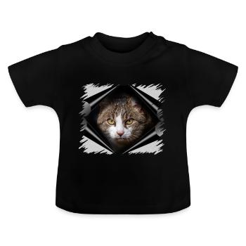 Chat - T-shirt bio col rond Bébé - noir - Devant