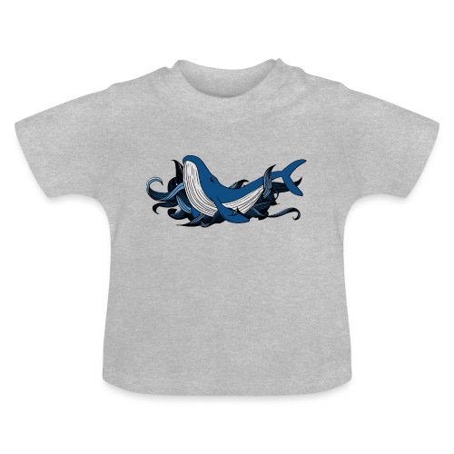 Doodle ink Whale - Maglietta ecologica con scollo rotondo per neonato